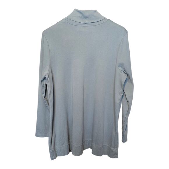 J. Jill 100% Pima Cotton Turtleneck Longline Tunic Top Womens XL Dusty Blue - Picture 2 of 9